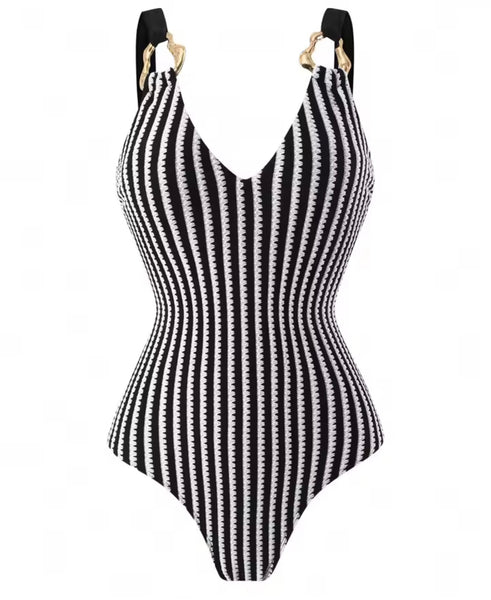 Women Sexy Striped Swimsuit Cover Up Set