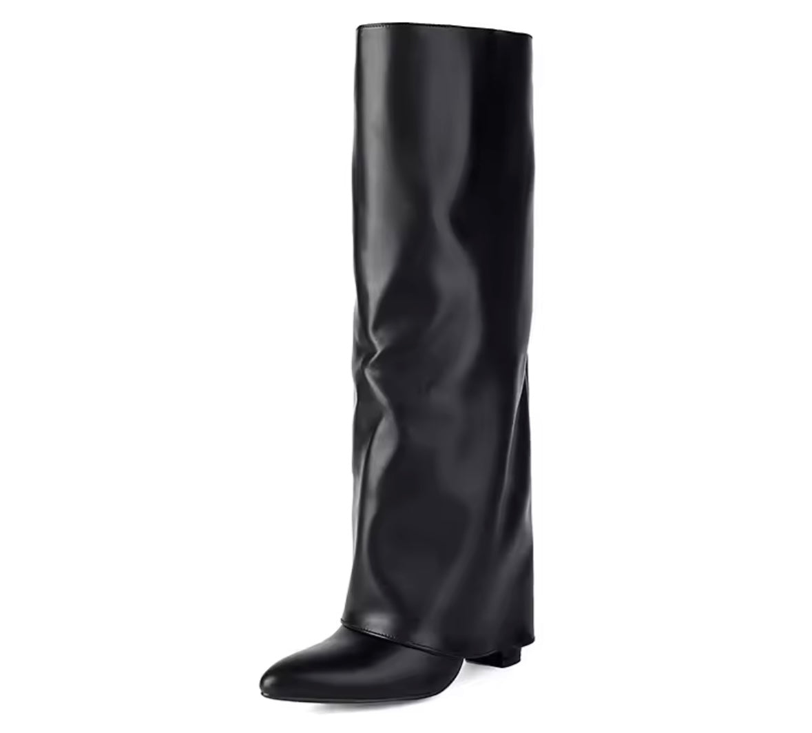 Women Color Pointed Toe Faux Leather Knee High Boots