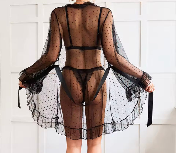 Women Sexy Lace Three Piece Lingerie Set