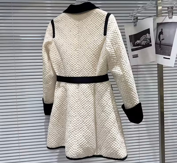 Women Color Patchwork Bow Rhinestone Button Up Jacket