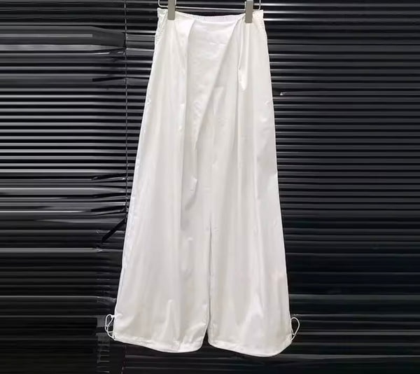 Women Tie Up One Shoulder Sleeveless Two Piece Wide Leg Pant Set