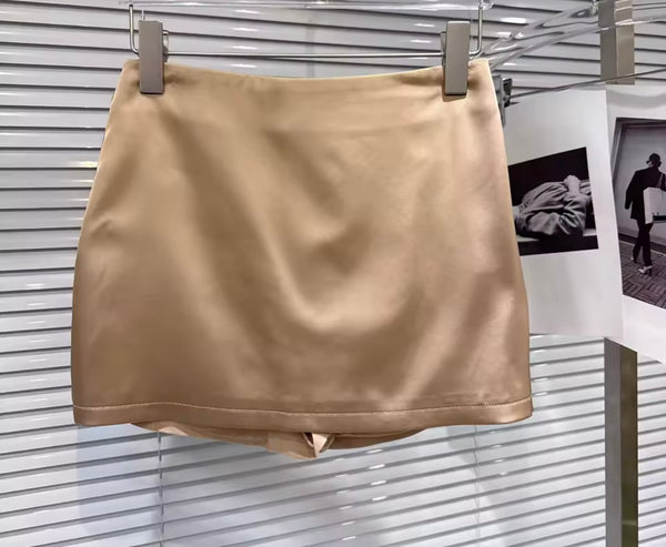 Women Sexy Ruched Halter Sleeveless Satin Two Piece Skirt Set