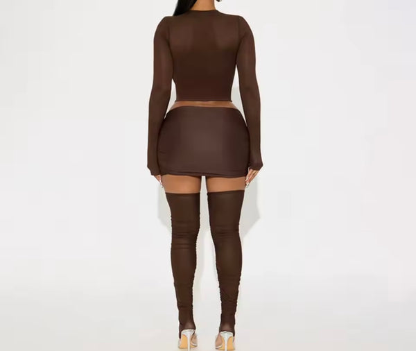 Women Sexy Full Sleeve Three Piece Skirt Set