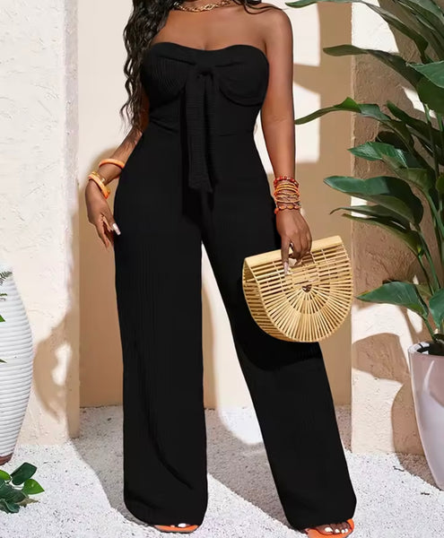 Women Tie Up Strapless Fashion Jumpsuit
