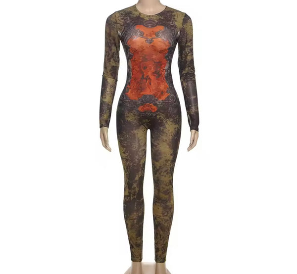 Women Fashion Full Sleeve Printed Jumpsuit
