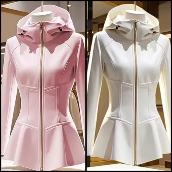 Women Fashion Zip Up Hooded Jacket