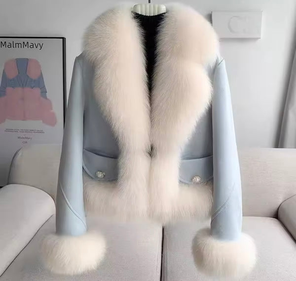 Women Fashion Faux Fur Suede Jacket