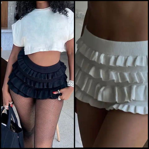 Women Sexy Fashion Solid Color Ruffled Skirt