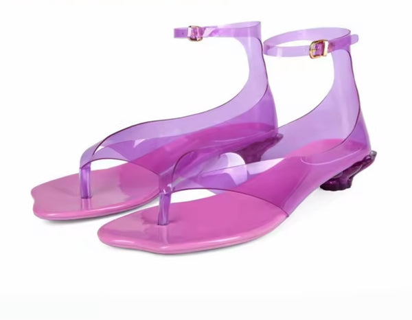 Women Fashion Color Transparent Jelly Sandals