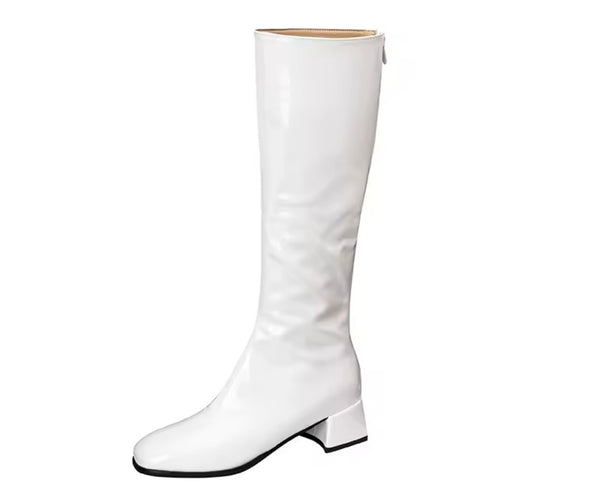 Women Color Patent Leather Fashion Flat Knee High Boots