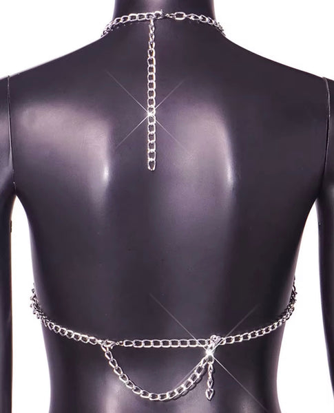 Women Sexy Halter Chain Sleeveless Crystal Crop Top