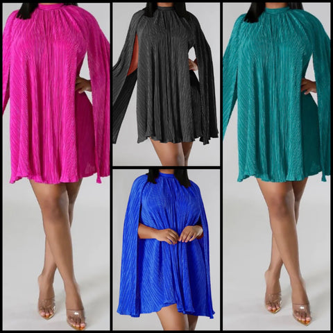 Women Sexy Solid Color Batwing Sleeve Dress