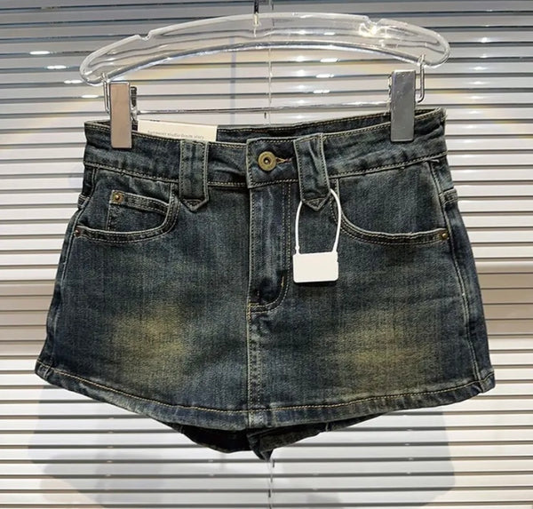 Women Fashion Denim Wrap Mini Shorts