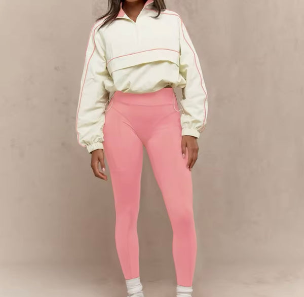 Women Striped Full Sleeve Two Piece Stretch Pant Set