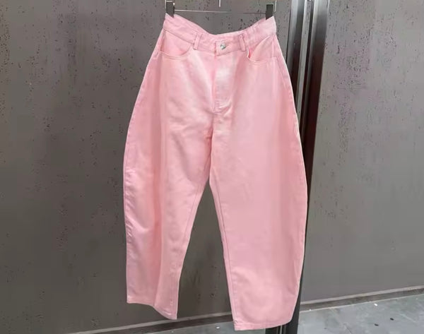 Women Pink Zip Up Jacket Fashion Three Piece Pant Set