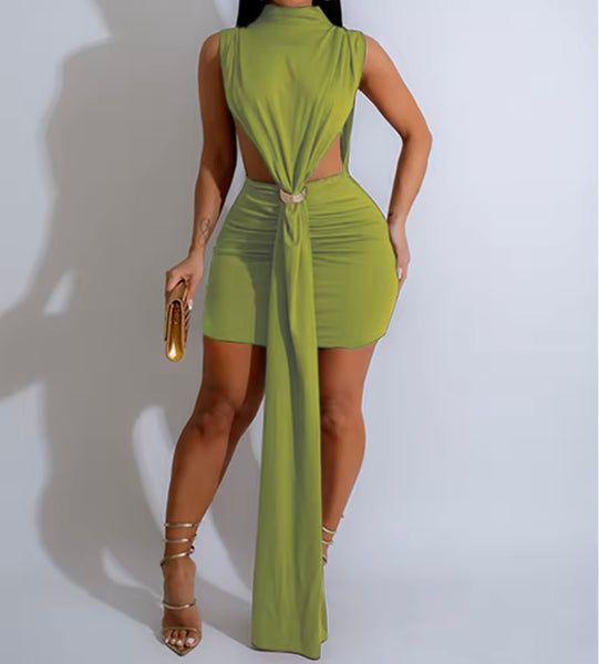 Women Sexy Sleeveless Metal Tassel Dress