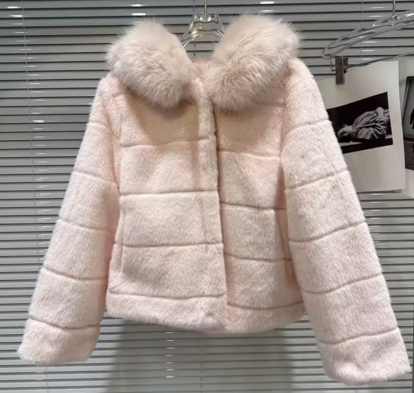 Women Fashion Hooded Faux Fur Warm Jacket