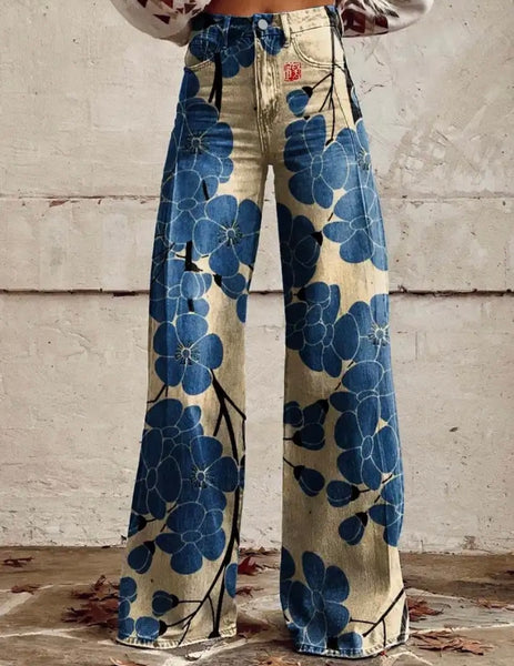 Women Color Print Fashion Wide Leg Pants