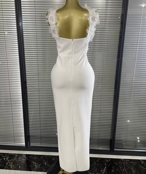 Women Sexy Sleeveless Floral Rhinestone Maxi Dress
