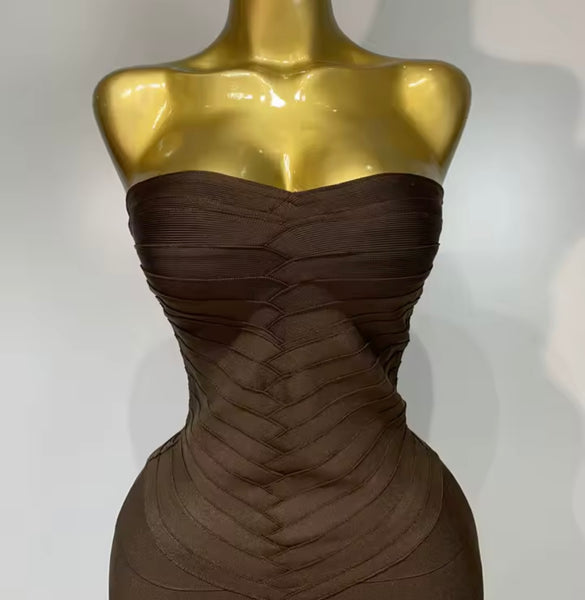 Women Sexy Strapless Bandage Maxi Dress