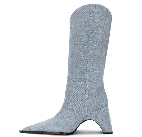 Women Fashion Pointed Toe Mid-Calf Boots