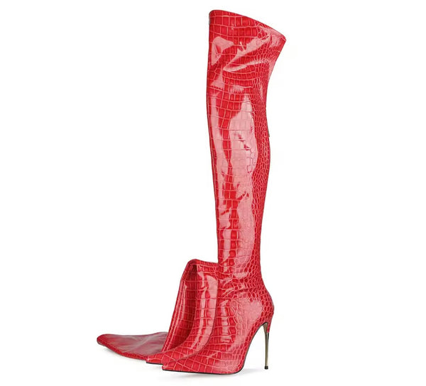 Women Fashion Color Over The Knee High Heel Boots