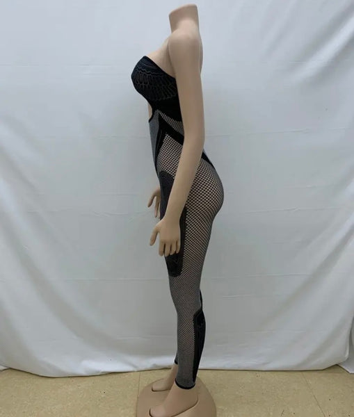 Women Sexy See Through Strapless Fashion Jumpsuit