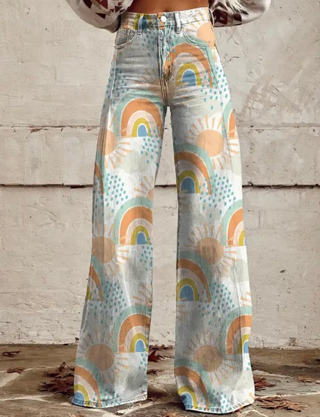 Women Printed Fashion Wide Leg Pants