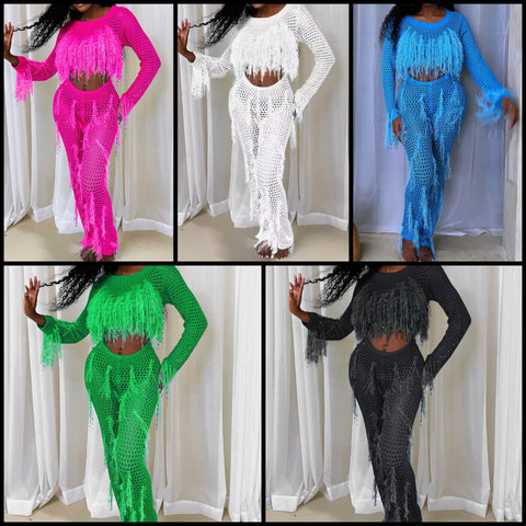 Women Sexy Fringe Full Sleeve Cut Out Jumpsuit