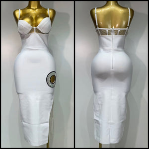 Women Sexy Sleeveless White Bling Cut Out Bandage Dress