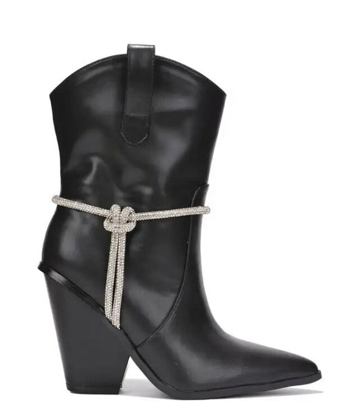 Women Color Bling Patchwork Fashion Ankle Western Boots