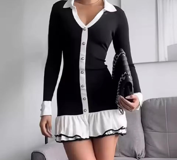 Women Sexy Ruffled Full Sleeve Open Tie Up Back Dress