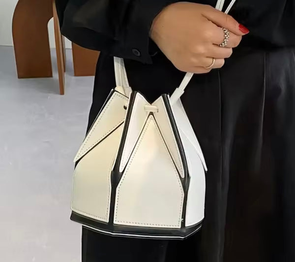 Women Fashion Faux Leather Drawstring Handbag Purse