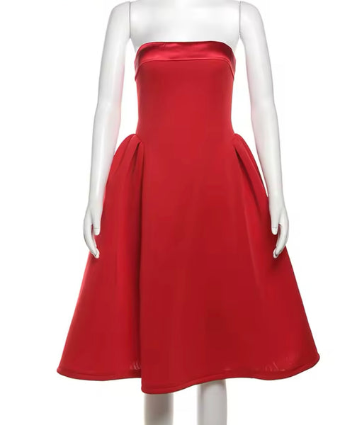 Women Strapless Sexy Knee Length Dress