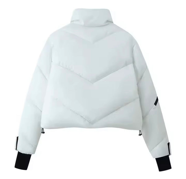 Women Fashion Zipper Puff Short Jacket