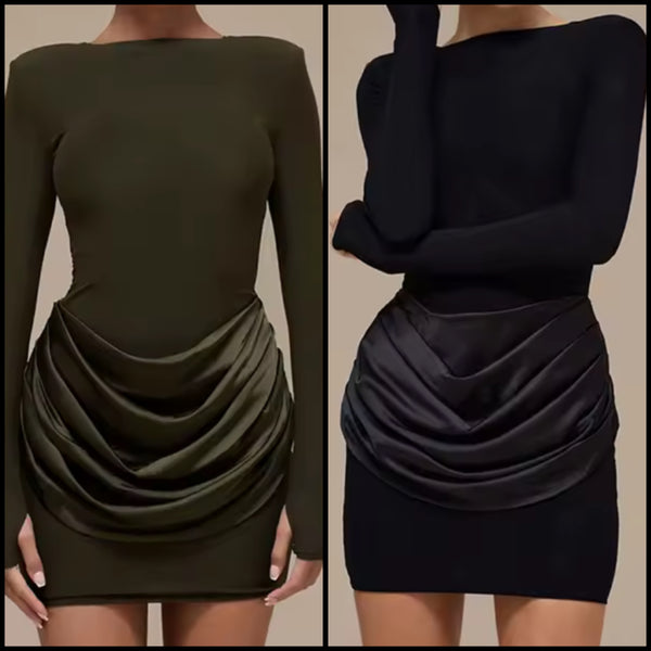 Women Sexy Full Sleeve Draped Wrap Around Dress