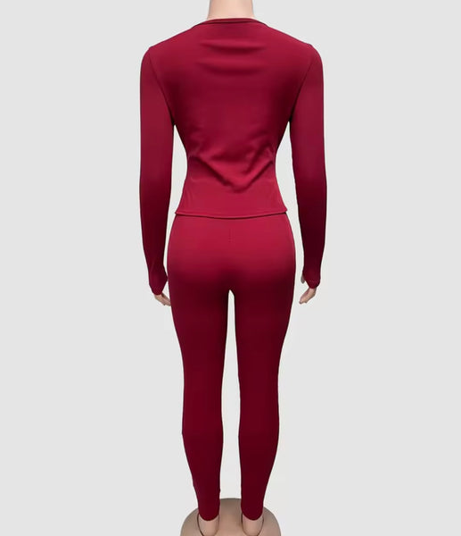 Women Fashion Lace Up Corset Full Sleeve Two Piece Pant Set