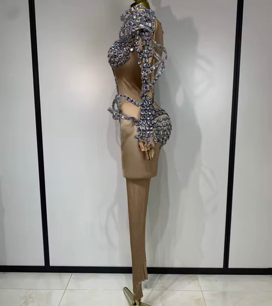 Women Rhinestone Embellishment Full Sleeve Fashion Jumpsuit