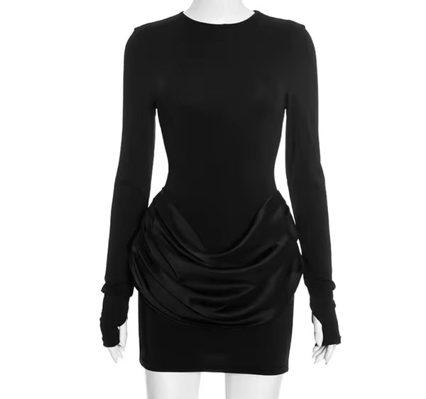 Women Sexy Full Sleeve Draped Wrap Around Dress