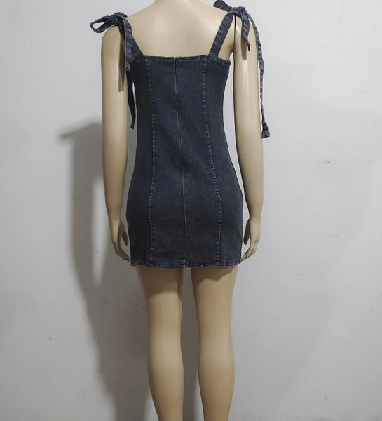 Women Sexy Sleeveless Denim Dress