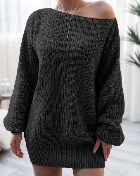 Women Sexy Fashion Full Sleeve Knitted Sweater Dress