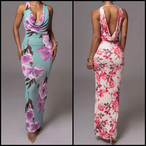 Women Sleeveless Floral Sexy Maxi Dress