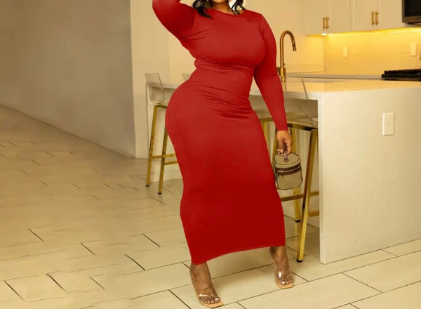 Women Sexy Full Sleeve Solid Color Maxi Dress