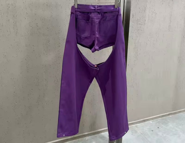 Women Fashion Purple Three Piece Cut Out Capri Pant Set