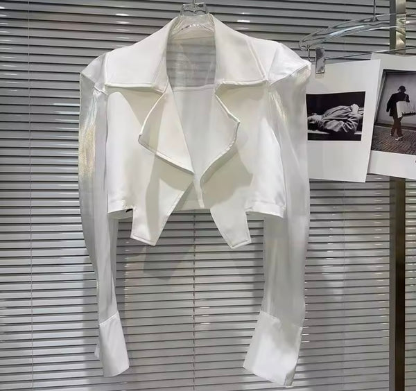 Women Fashion Mesh Collar Jacket