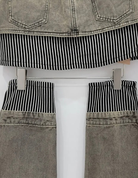 Women Sexy Fashion Two Piece Denim Skirt Set