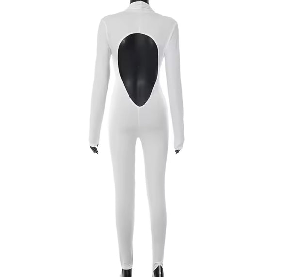Women Sexy Deep V-Neck Open Back Full Sleeve Jumpsuit