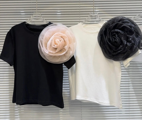 Women Fashion Short Sleeve Floral Patchwork Top