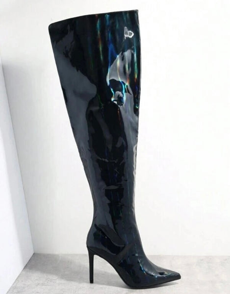 Women Fashion Color PU Over The Knee High Heel Boots