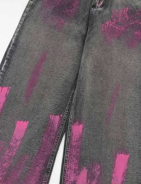 Women Fashion Pink Metallic Patchwork Denim Pants